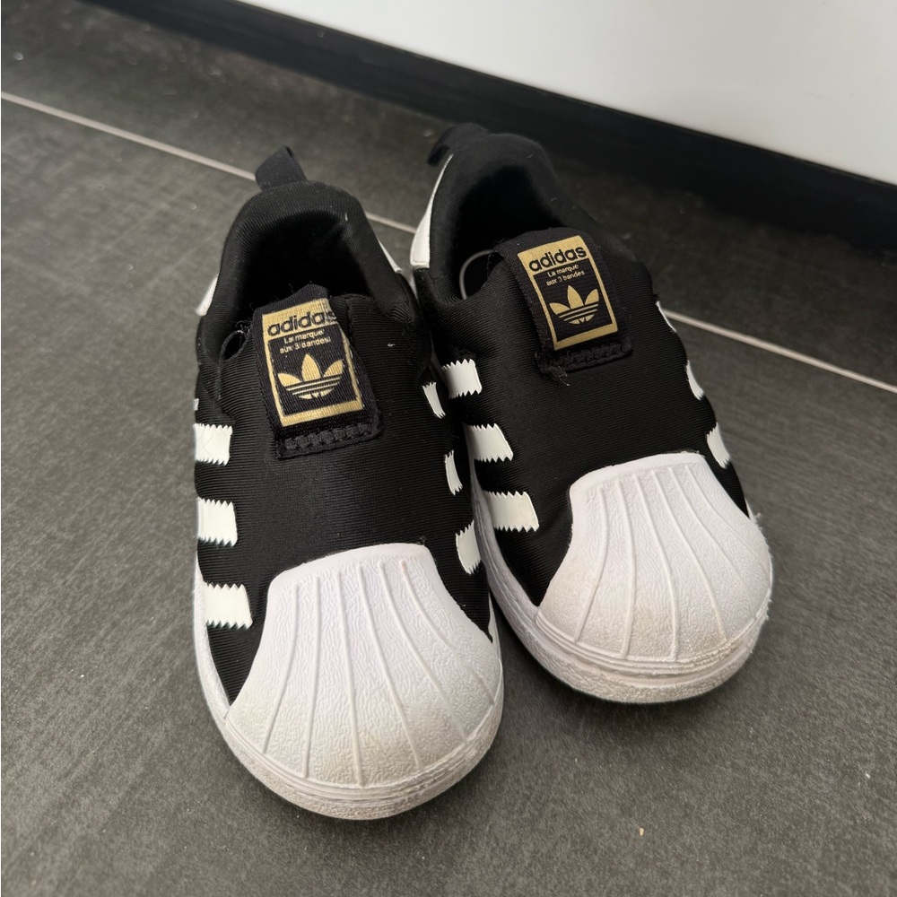Adidas black slip on sneakers size 6